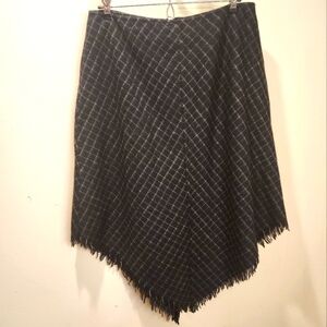 RAFAELLA Black and Gray wool blended asymetrical midi Skirt size 12